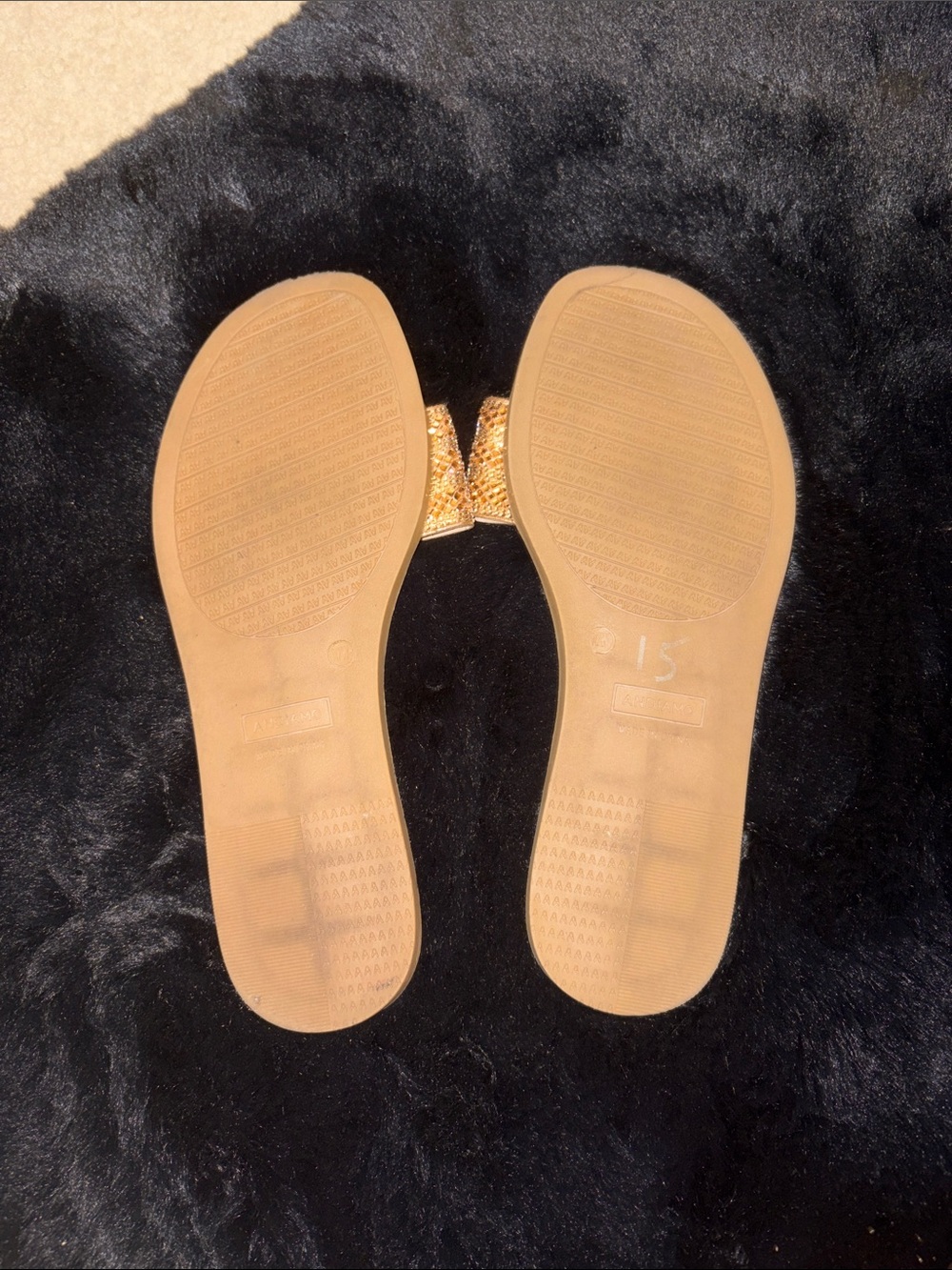 Sparkling Gold Slide Sandals for Women - Picture 2 of 3